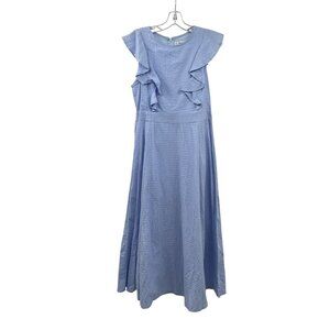 Mika & Gala Maxi Dress A-Line Ruffle Cap Sleeve Textured Blue Size 12